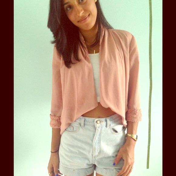 Forever 21 Jackets & Blazers - Peach cropped laced blazer.
