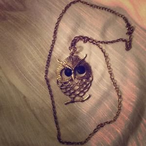 FREE SHIPPING-Long owl necklace