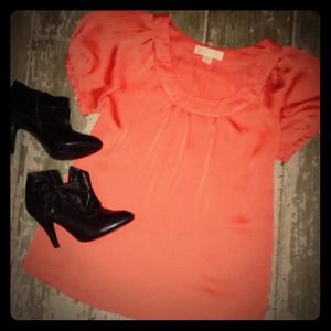 MICHAEL KORS ORANGE FLOWY BLOUSE SILKY CUTE LARGE