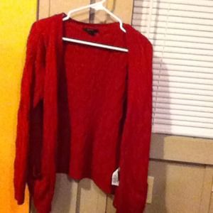 Red cardigan