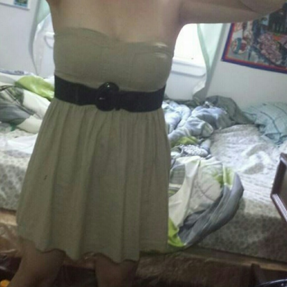 Tan Strapless Summer Dress