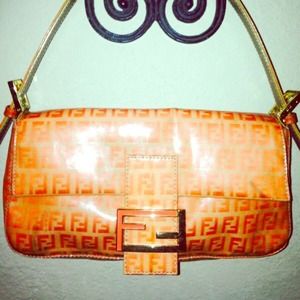 FENDI Zucca pouchette in Orange! Rare!