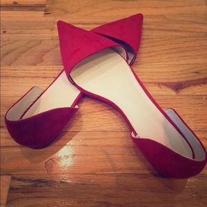 Red flats. Worn once. Zara. Size 40.