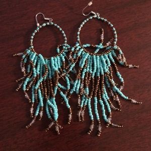 Fun turquoise and light brown earrings