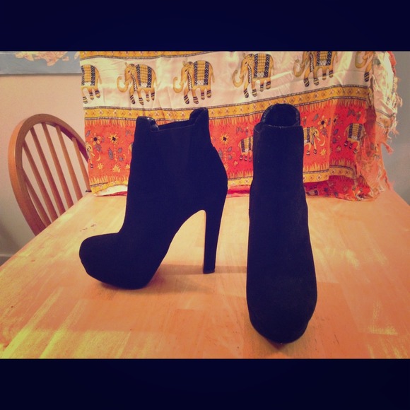 Black suede booties