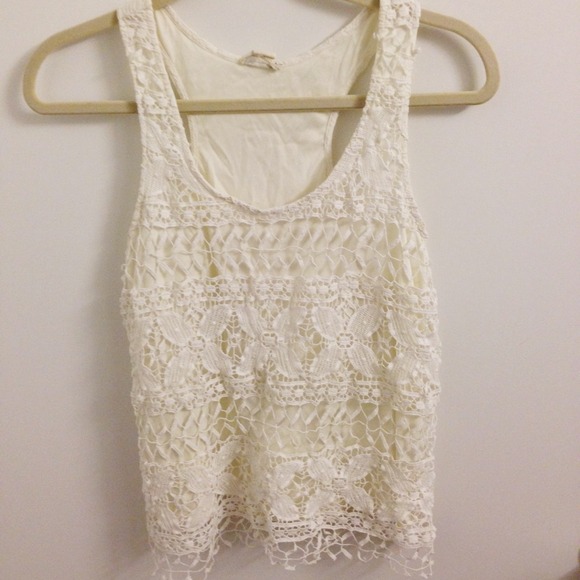 Ivory lace eyelet racerback top
