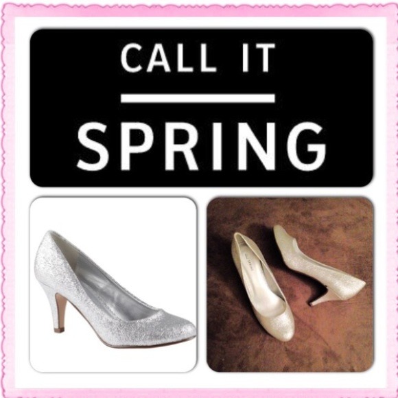 Call it Spring Size 11 Shimmery Silver Pumps