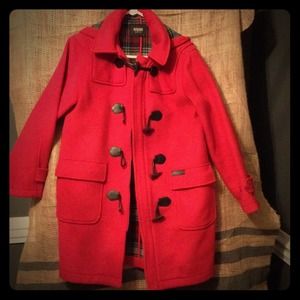 Red wool toggle coat