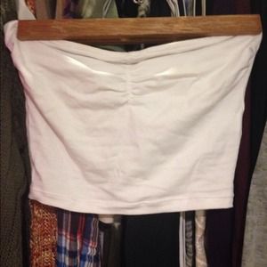 White cropped strapless top