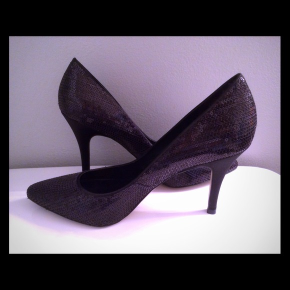 Black sequin heels