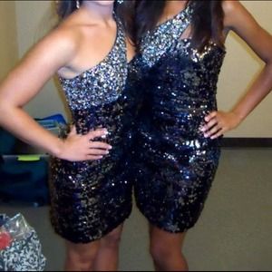 Black and silver pageant or prom dress