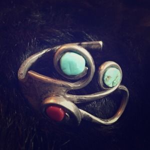 Vintage Navajo Turquoise Fork Cuff