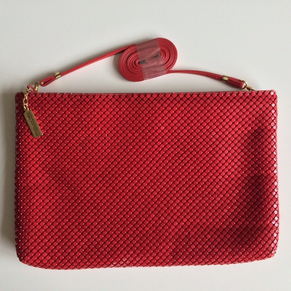 Vintage Whiting & Davis Red Metal Mesh Clutch Bag
