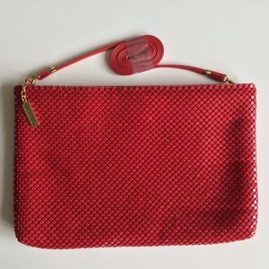Vintage Whiting & Davis Red Metal Mesh Clutch Bag
