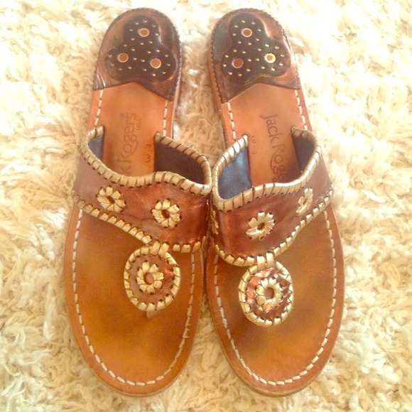 Jack Rogers Sandals Flats Gold Brown