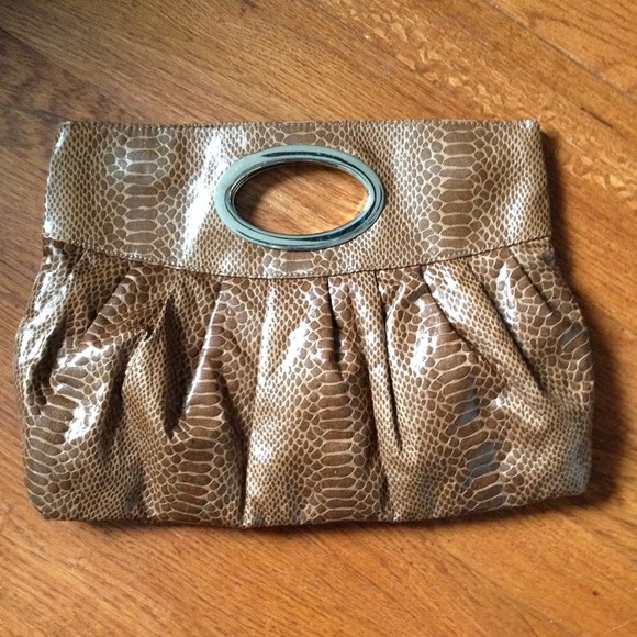 Express Brown Snake print clutch