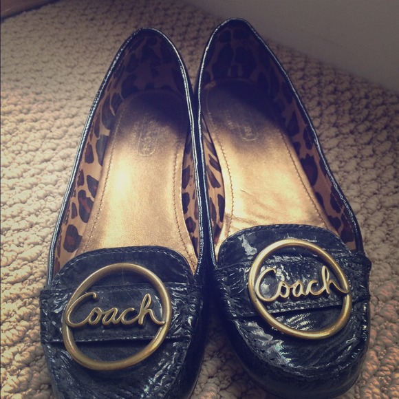 Coach black patent loafers