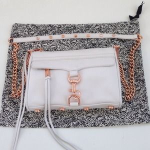 Rebecca Minkoff Mini Mac in white and rose gold