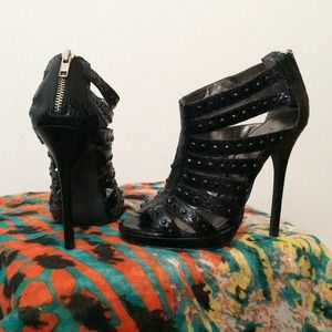 ALDO Shoes- Black Studded Snake Skin