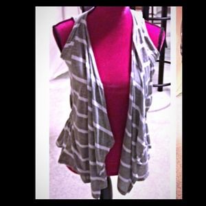 Cute gray and white striped vest!
