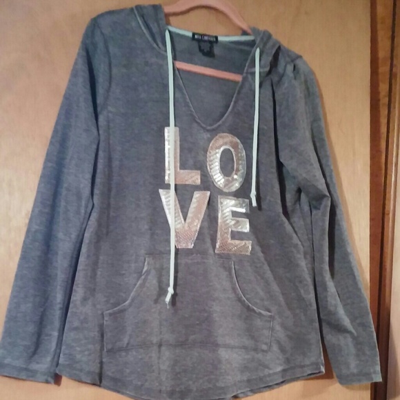 *SOLD* Grey "Love" Pullover Hoodie Size XL - Picture 1 of 4