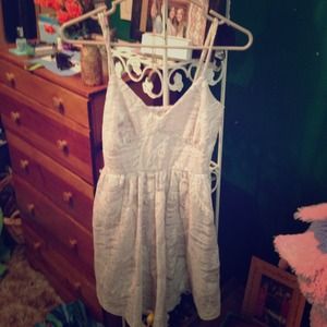 Cream dress. Paisley print lace.