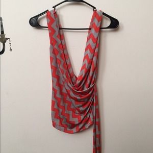 Orange/ Grey Plunge Top