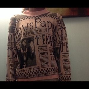 80's vintage newspaper sweater