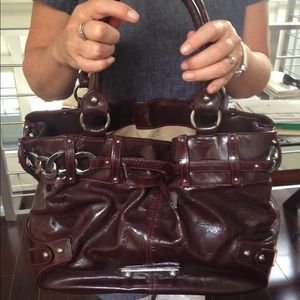 Karen Millen Maroon Patent Leather Handbag
