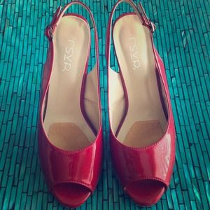 Red Patent Leather Slingback Heels