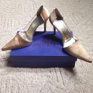 Nude Satin Pointy Toe Heels