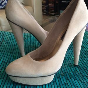 Light Tan Suede Platform Heels