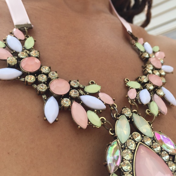 LAST ONE: Pink and Green Statement Necklace - Picture 4 of 6