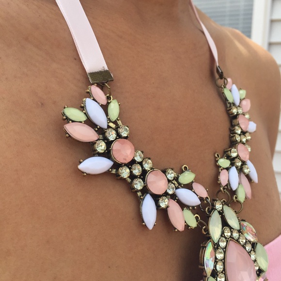 LAST ONE: Pink and Green Statement Necklace - Picture 5 of 6