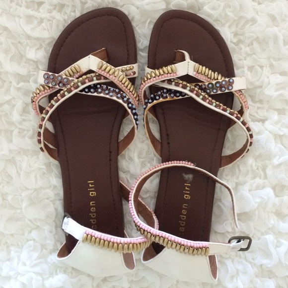 Madden Girl Cream Embellished Sandals