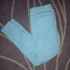 Mint polka dot pants - skinny jean