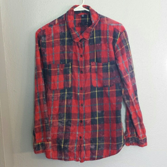 Distressed Plaid Button-Down