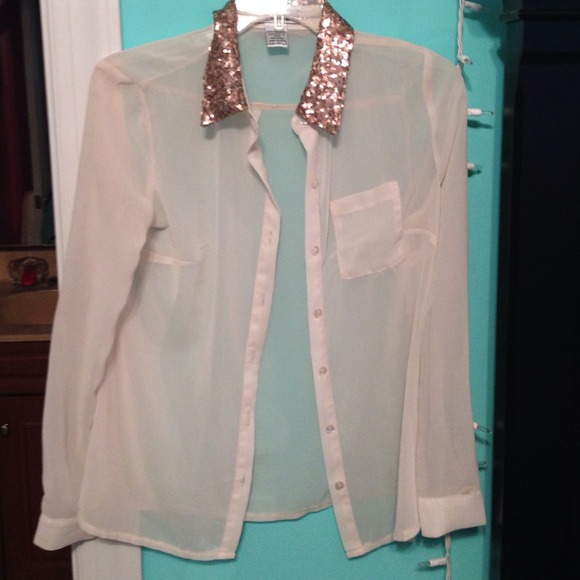 Sheer white button down