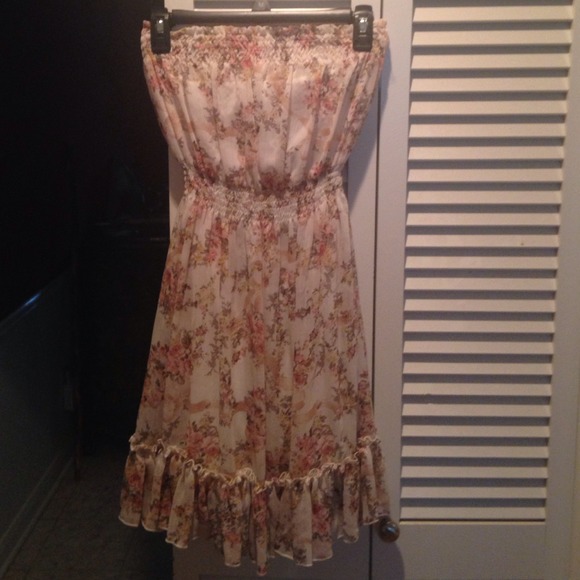 Strapless floral boho dress