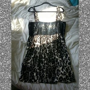 Plus Size Leopard Cheetah Print Sequin Tube Dress