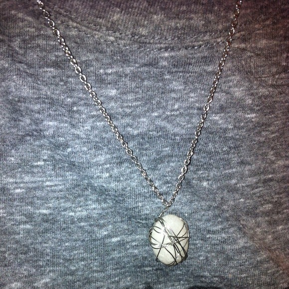 Wire rapped rock necklace