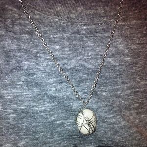 Wire rapped rock necklace