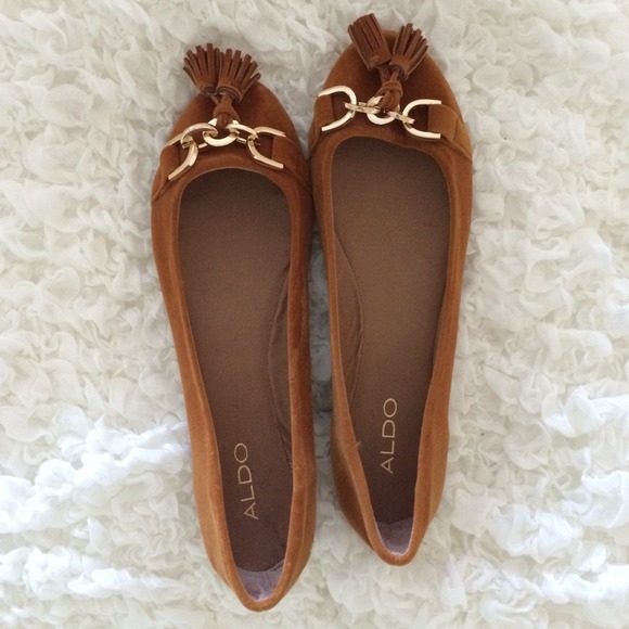 Aldo Cognac Suede Flats