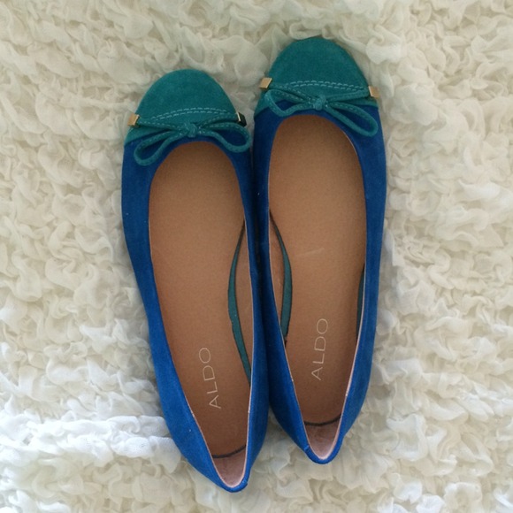 Aldo Teal and Blue Suede Flats