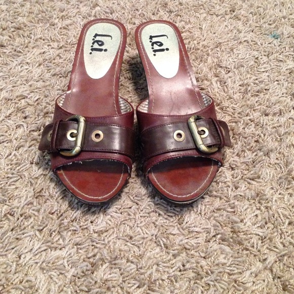 Brown leather heel