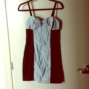 Akualani Chambray and Black Strap Dress