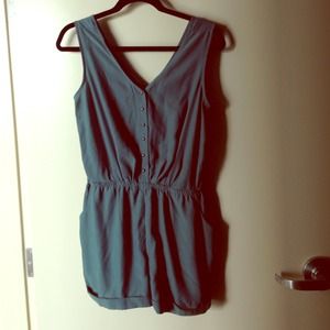 Gray-green romper with pockets