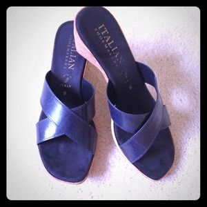Navy wedge heels