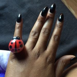Lip gloss lady bug ring