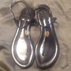 Authentic Tory Burch Black T-strap Sandals